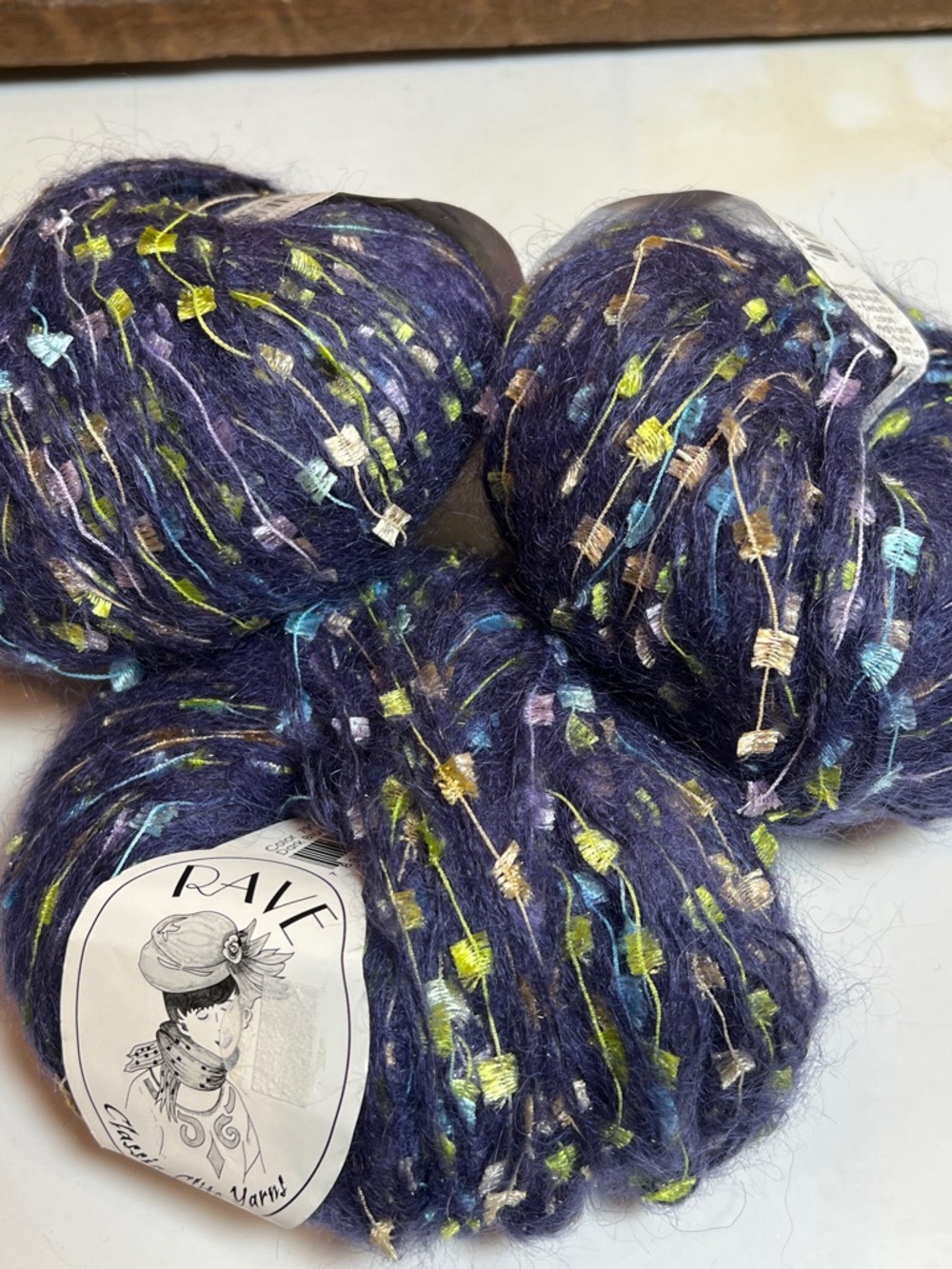 NWT Rave yarn, made in Turkey for Classic Elite, novelty yarn, 2.5-3 sts./1” - Picture 3 of 10